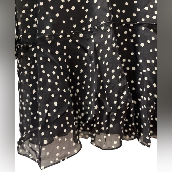 NWT Theory Marah Stat-print Black Sheer Long Bell Sleeve Silk Dress 2 MSRP: $395 - Picture 14 of 16